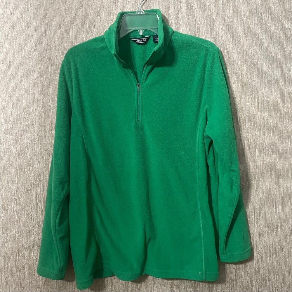 Green lands end fleece pullover